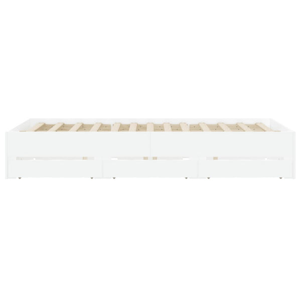 vidaXL Bed Frame with Drawers White 150x200 cm Engineered Wood