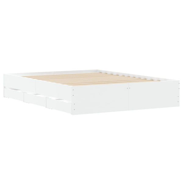 vidaXL Bed Frame with Drawers White 150x200 cm Engineered Wood