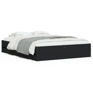 vidaXL Bed Frame with Drawers Black 150x200 cm Engineered Wood