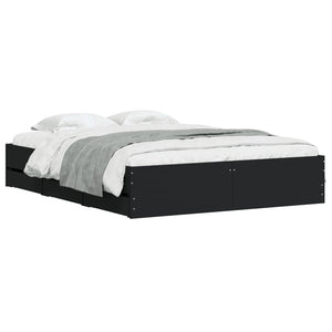 vidaXL Bed Frame with Drawers Black 150x200 cm Engineered Wood