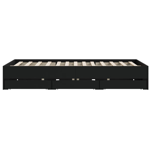 vidaXL Bed Frame with Drawers Black 150x200 cm Engineered Wood