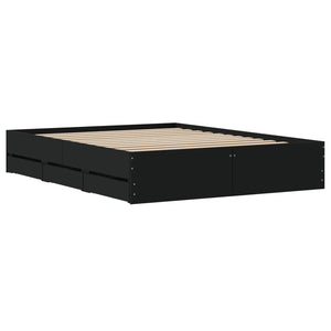 vidaXL Bed Frame with Drawers Black 150x200 cm Engineered Wood
