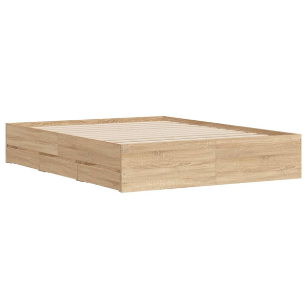 vidaXL Bed Frame with Drawers Sonoma Oak 150x200 cm Engineered Wood