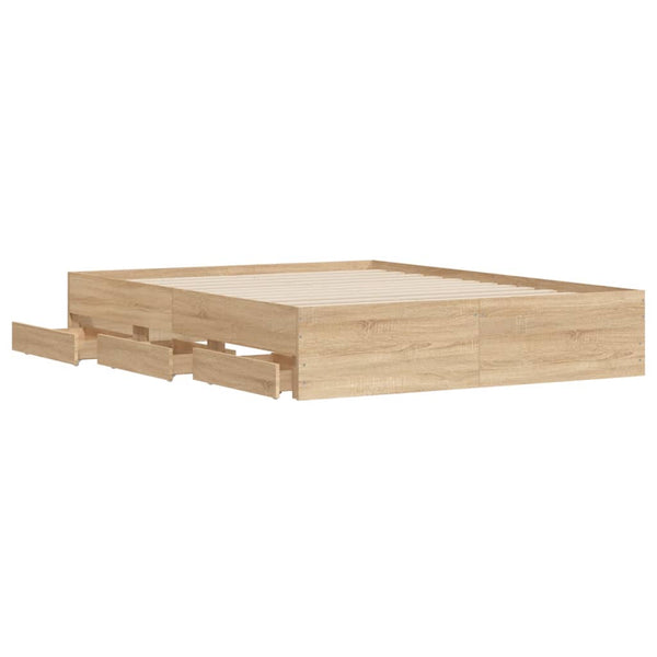 vidaXL Bed Frame with Drawers Sonoma Oak 150x200 cm Engineered Wood