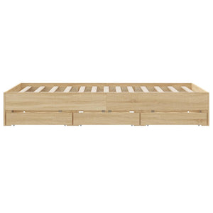 vidaXL Bed Frame with Drawers Sonoma Oak 150x200 cm Engineered Wood