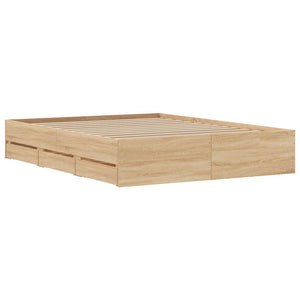 vidaXL Bed Frame with Drawers Sonoma Oak 150x200 cm Engineered Wood