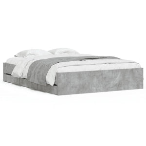 vidaXL Bed Frame with Drawers Concrete Gray 150x200 cm Engineered Wood