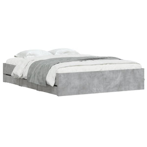 vidaXL Bed Frame with Drawers Concrete Gray 150x200 cm Engineered Wood