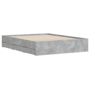 vidaXL Bed Frame with Drawers Concrete Gray 150x200 cm Engineered Wood