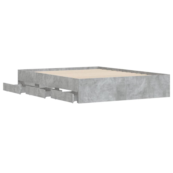 vidaXL Bed Frame with Drawers Concrete Gray 150x200 cm Engineered Wood
