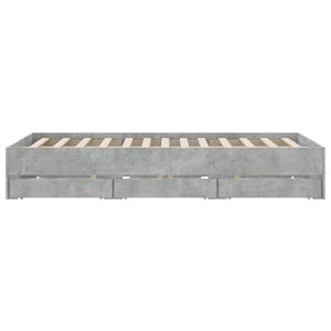 vidaXL Bed Frame with Drawers Concrete Gray 150x200 cm Engineered Wood