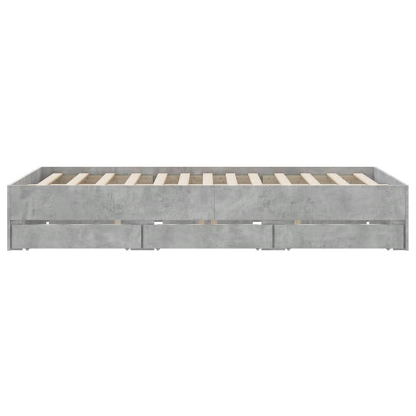 vidaXL Bed Frame with Drawers Concrete Gray 150x200 cm Engineered Wood