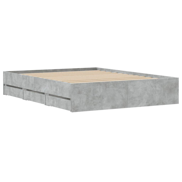 vidaXL Bed Frame with Drawers Concrete Gray 150x200 cm Engineered Wood