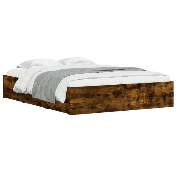 vidaXL Bed Frame with Drawers Smoked Oak 150x200cm Engineered Wood