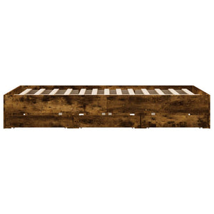 vidaXL Bed Frame with Drawers Smoked Oak 150x200cm Engineered Wood