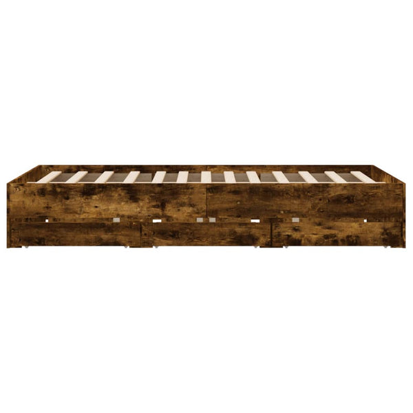 vidaXL Bed Frame with Drawers Smoked Oak 150x200cm Engineered Wood