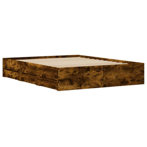 vidaXL Bed Frame with Drawers Smoked Oak 150x200cm Engineered Wood
