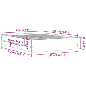 vidaXL Bed Frame with Drawers Smoked Oak 150x200cm Engineered Wood