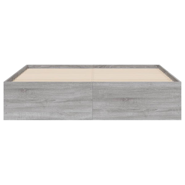 vidaXL Bed Frame with Drawers Grey Sonoma 150x200 cm Engineered Wood