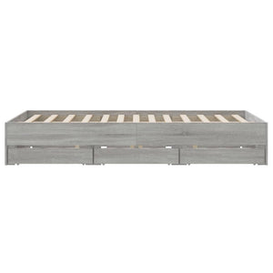 vidaXL Bed Frame with Drawers Grey Sonoma 150x200 cm Engineered Wood