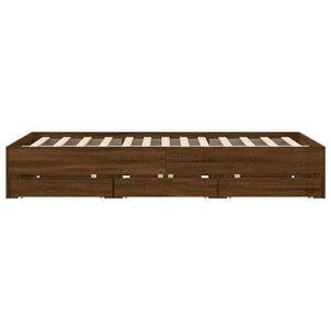 vidaXL Bed Frame with Drawers Brown Oak-Effect 150x200 cm