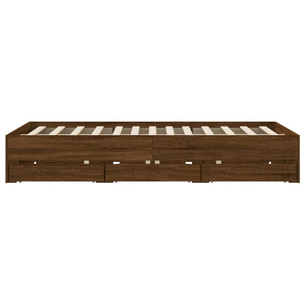 vidaXL Bed Frame with Drawers Brown Oak-Effect 150x200 cm