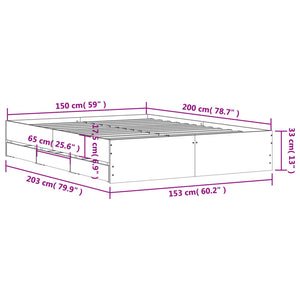 vidaXL Bed Frame with Drawers Brown Oak-Effect 150x200 cm