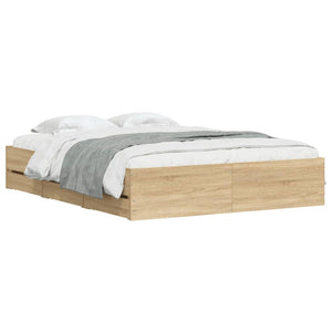 vidaXL Bed Frame with Drawers Sonoma Oak 140x200cm Engineered Wood