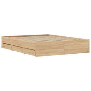 vidaXL Bed Frame with Drawers Sonoma Oak 140x200cm Engineered Wood