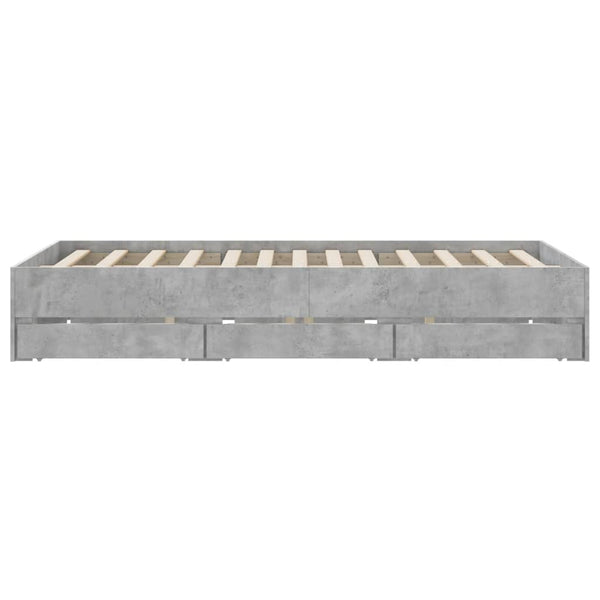 vidaXL Bed Frame with Drawers Concrete Grey 140x200 cm Engineered Wood