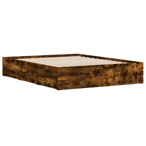 vidaXL Bed Frame with Drawers Smoked Oak 140x200cm Engineered Wood