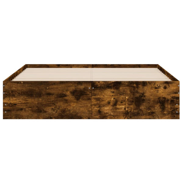 vidaXL Bed Frame with Drawers Smoked Oak 140x200cm Engineered Wood