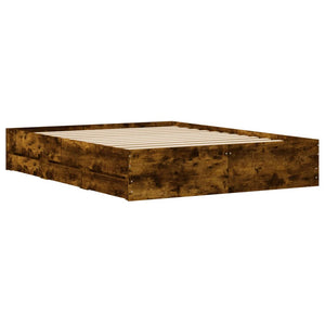 vidaXL Bed Frame with Drawers Smoked Oak 140x200cm Engineered Wood