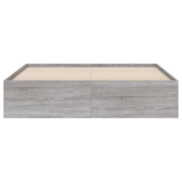 vidaXL Bed Frame with Drawers Grey Sonoma 140x200 cm Engineered Wood