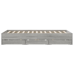vidaXL Bed Frame with Drawers Grey Sonoma 140x200 cm Engineered Wood