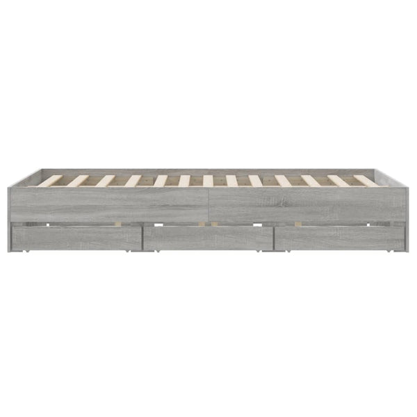 vidaXL Bed Frame with Drawers Grey Sonoma 140x200 cm Engineered Wood