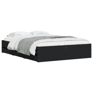 vidaXL Bed Frame with Drawers Black 120x200 cm Engineered Wood