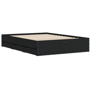vidaXL Bed Frame with Drawers Black 120x200 cm Engineered Wood