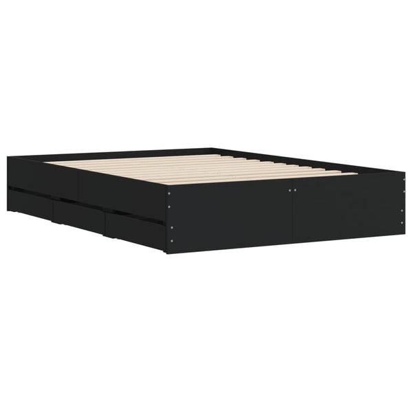 vidaXL Bed Frame with Drawers Black 120x200 cm Engineered Wood