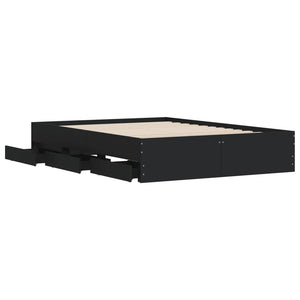 vidaXL Bed Frame with Drawers Black 120x200 cm Engineered Wood