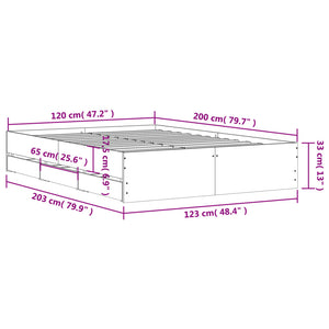 vidaXL Bed Frame with Drawers Black 120x200 cm Engineered Wood