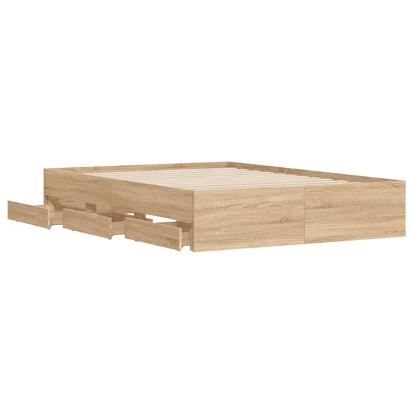 vidaXL Bed Frame with Drawers Sonoma Oak 120x200cm Engineered Wood