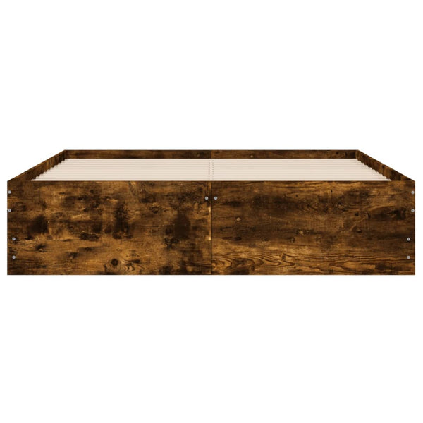 vidaXL Bed Frame with Drawers Smoked Oak 120x200cm Engineered Wood