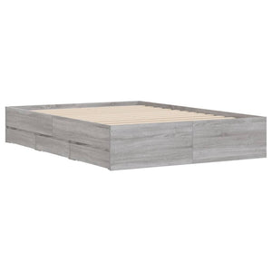 vidaXL Bed Frame with Drawers Grey Sonoma 120x200 cm Engineered Wood