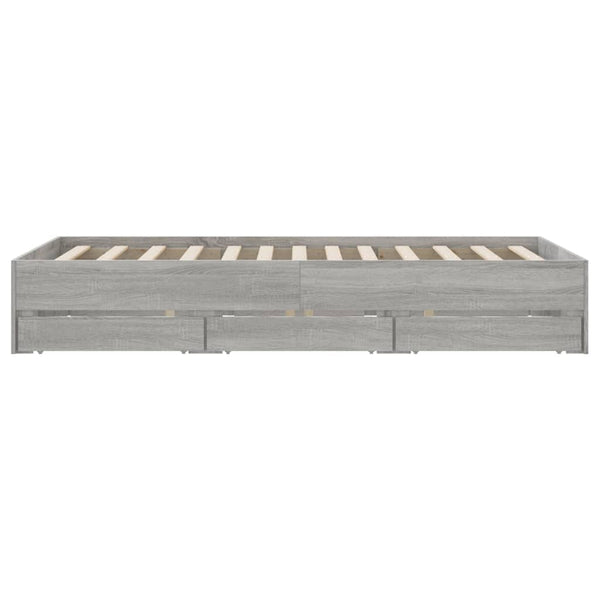 vidaXL Bed Frame with Drawers Grey Sonoma 120x200 cm Engineered Wood
