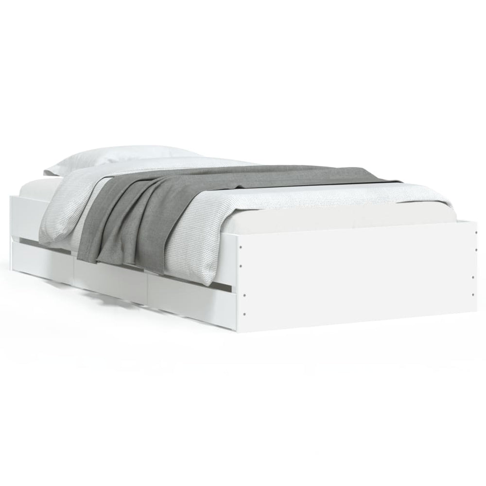 vidaXL Bed Frame with Drawers White 100x200 cm Engineered Wood