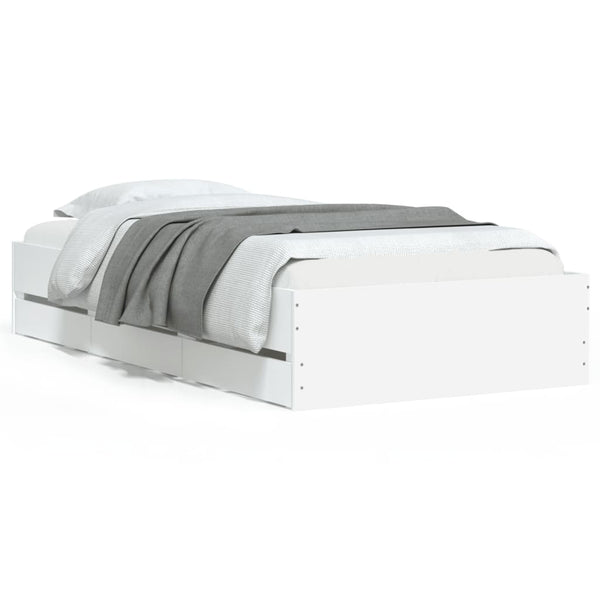 vidaXL Bed Frame with Drawers White 100x200 cm Engineered Wood