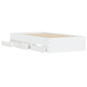 vidaXL Bed Frame with Drawers White 100x200 cm Engineered Wood