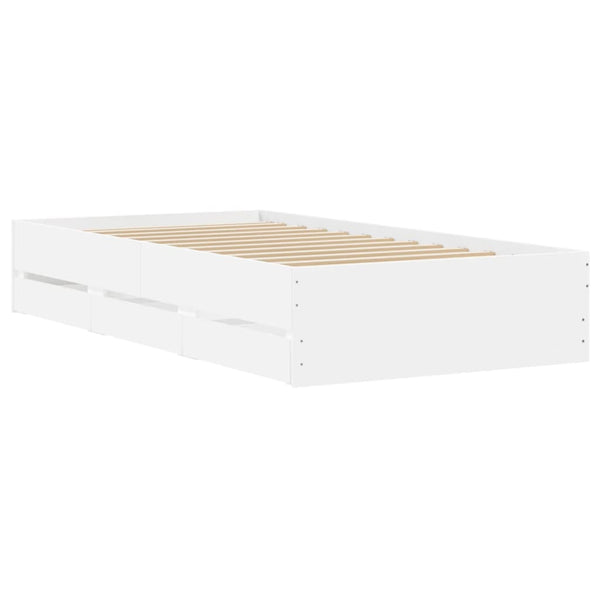 vidaXL Bed Frame with Drawers White 100x200 cm Engineered Wood