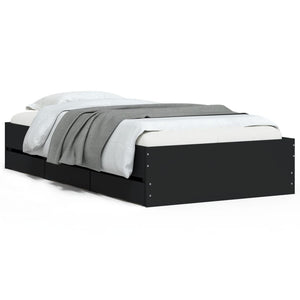 vidaXL Bed Frame with Drawers Black 100x200 cm Engineered Wood